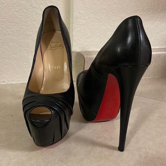 Christian Louboutin Shoes - Beautiful black Drapesse leather platforms!!